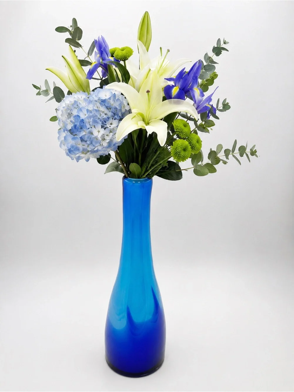 Blue Hand Blown Margie’s Garden Studio 12” Vase Westlake Village California